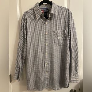Chaps size Medium button up /blue & white checkered /used good condition